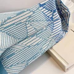 Striped Pattern Woven Handbag Crochet Niche Tote Bag