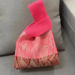 Striped Pattern Woven Handbag Crochet Niche Tote Bag