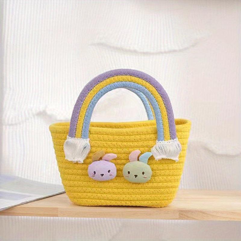 Cute Rabbit Woven Candy Bag Colorful Tote & Purse