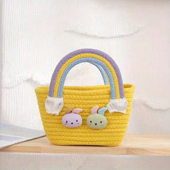 Cute Rabbit Woven Candy Bag Colorful Tote & Purse