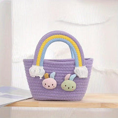 Cute Rabbit Woven Candy Bag Colorful Tote & Purse