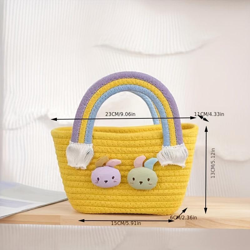Cute Rabbit Woven Candy Bag Colorful Tote & Purse