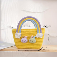 Cute Rabbit Woven Candy Bag Colorful Tote & Purse