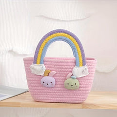 Cute Rabbit Woven Candy Bag Colorful Tote & Purse