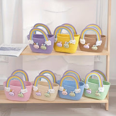 Cute Rabbit Woven Candy Bag Colorful Tote & Purse