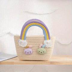 Cute Rabbit Woven Candy Bag Colorful Tote & Purse