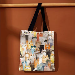Cartoon Cats Pattern Shoulder Bag Lightweight Shopper Bag