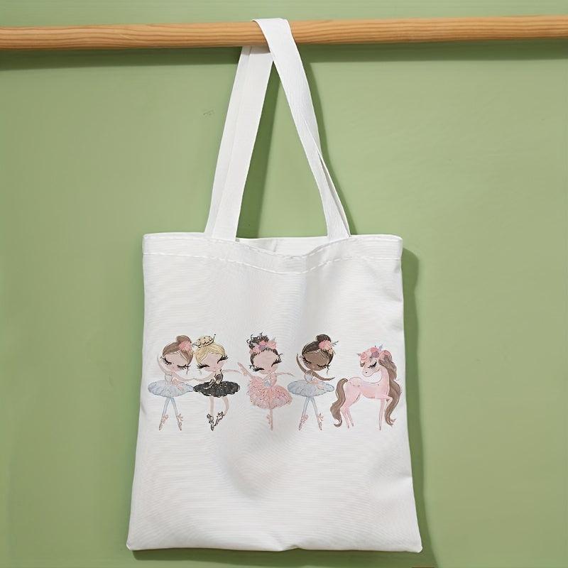 Cartoon Ballerina Girls Print Shoulder Bag Lightweight Shopper Bag