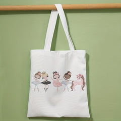 Cartoon Ballerina Girls Print Shoulder Bag Lightweight Shopper Bag