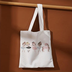Cartoon Ballerina Girls Print Shoulder Bag Lightweight Shopper Bag