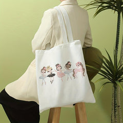Cartoon Ballerina Girls Print Shoulder Bag Lightweight Shopper Bag