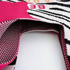 Striped Pattern Woven Handbag Fabric Crochet Niche Tote Bag