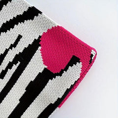 Striped Pattern Woven Handbag Fabric Crochet Niche Tote Bag