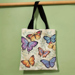 Vintage Butterfly Pattern Shoulder Bag Lightweight Shopper Bag