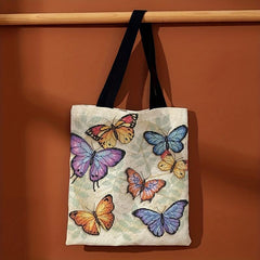 Vintage Butterfly Pattern Shoulder Bag Lightweight Shopper Bag