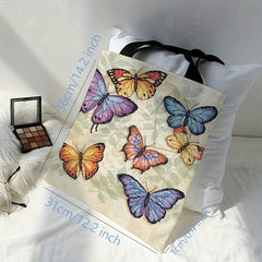 Vintage Butterfly Pattern Shoulder Bag Lightweight Shopper Bag