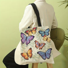 Vintage Butterfly Pattern Shoulder Bag Lightweight Shopper Bag