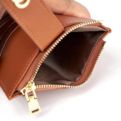 Solid Short Coin Purse Zipper Card Holder Faux Leather