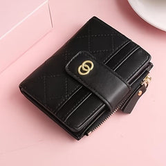 Solid Short Coin Purse Zipper Card Holder Faux Leather