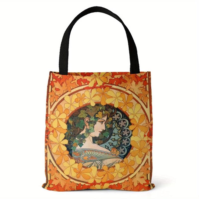 Ethnic Style Canvas Tote Bag Reusable Shopping Bag Vintage Literary Shoulder Bag