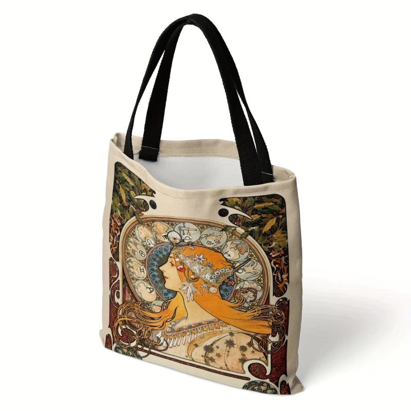 Ethnic Style Canvas Tote Bag Reusable Shopping Bag Vintage Literary Shoulder Bag