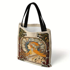 Ethnic Style Canvas Tote Bag Reusable Shopping Bag Vintage Literary Shoulder Bag