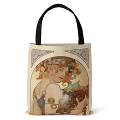 Ethnic Style Canvas Tote Bag Reusable Shopping Bag Vintage Literary Shoulder Bag