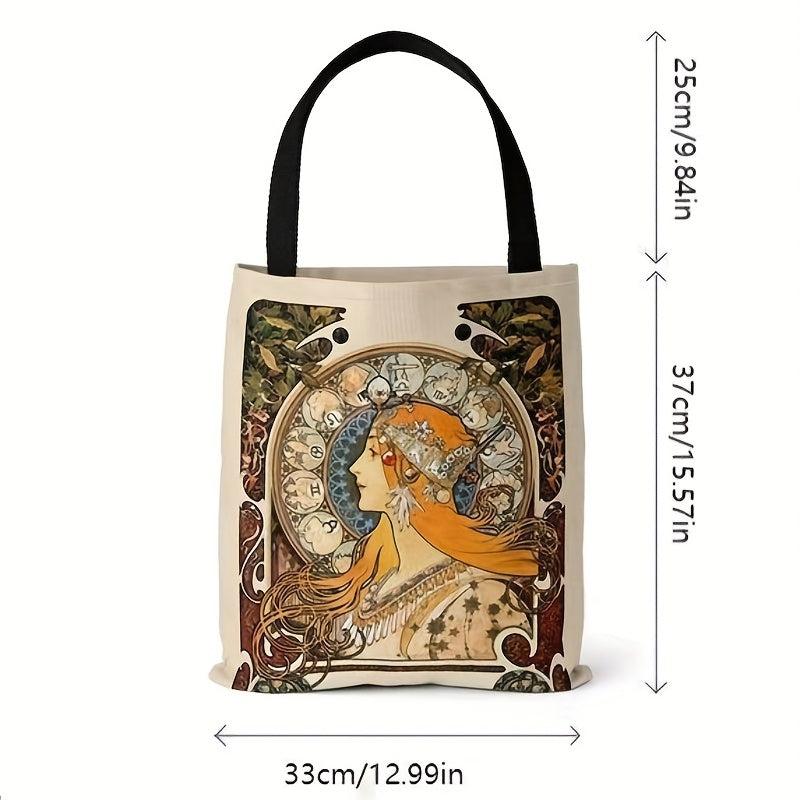 Ethnic Style Canvas Tote Bag Reusable Shopping Bag Vintage Literary Shoulder Bag