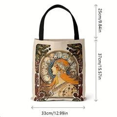 Ethnic Style Canvas Tote Bag Reusable Shopping Bag Vintage Literary Shoulder Bag