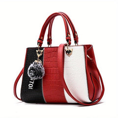 Colorblock Crocodile Embossed Tote Bag Lightweight Shoulder Bag