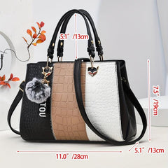 Colorblock Crocodile Embossed Tote Bag Lightweight Shoulder Bag