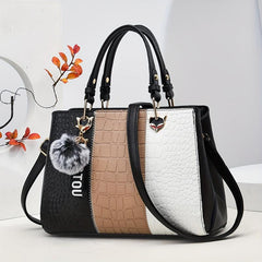 Colorblock Crocodile Embossed Tote Bag Lightweight Shoulder Bag