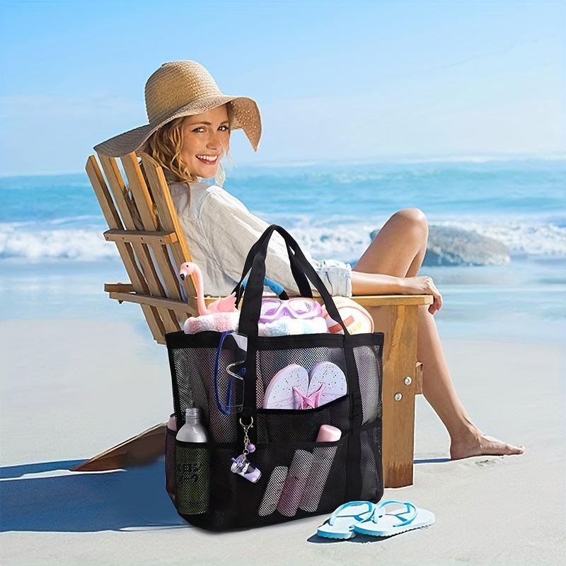 Large Capacity Mesh Beach Bag Portable Travel Tote