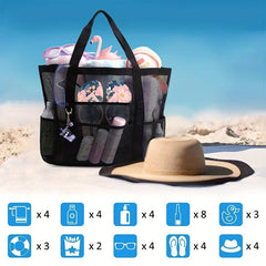 Large Capacity Mesh Beach Bag Portable Travel Tote