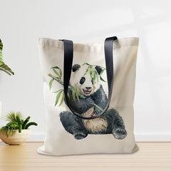 Panda Print Canvas Tote Bag Lightweight Shoulder Bag