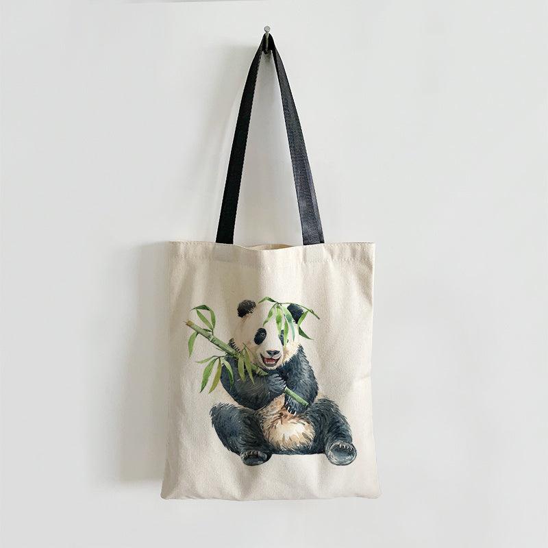 Panda Print Canvas Tote Bag Lightweight Shoulder Bag