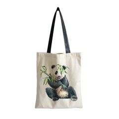 Panda Print Canvas Tote Bag Lightweight Shoulder Bag