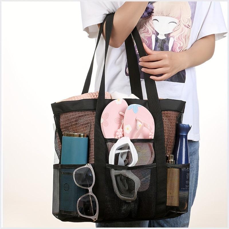 Large Capacity Mesh Beach Bag Lightweight Handbag for Beach Pool Picnic