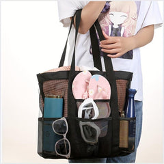 Large Capacity Mesh Beach Bag Lightweight Handbag for Beach Pool Picnic