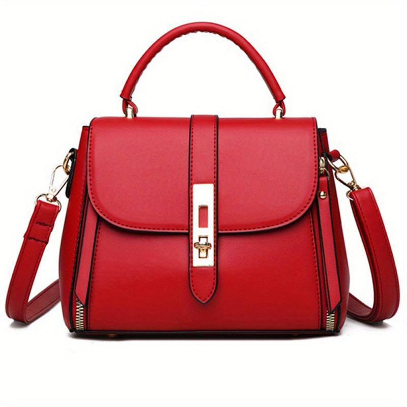 Square Bag Turn Lock Satchel Bag Women's Minimalist Shoulder Bag
