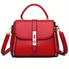Square Bag Turn Lock Satchel Bag Women's Minimalist Shoulder Bag