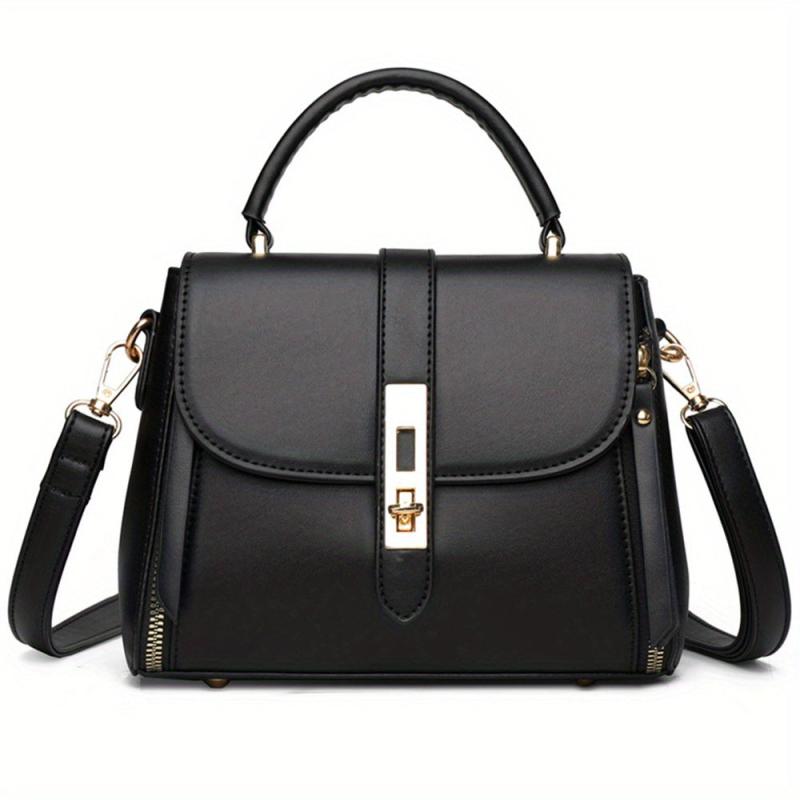 Square Bag Turn Lock Satchel Bag Women's Minimalist Shoulder Bag