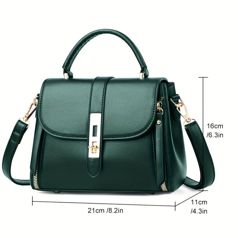 Square Bag Turn Lock Satchel Bag Women's Minimalist Shoulder Bag