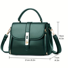 Square Bag Turn Lock Satchel Bag Women's Minimalist Shoulder Bag