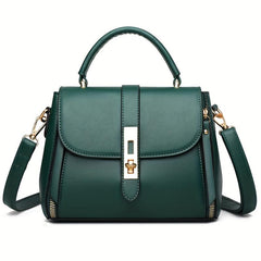Square Bag Turn Lock Satchel Bag Women's Minimalist Shoulder Bag