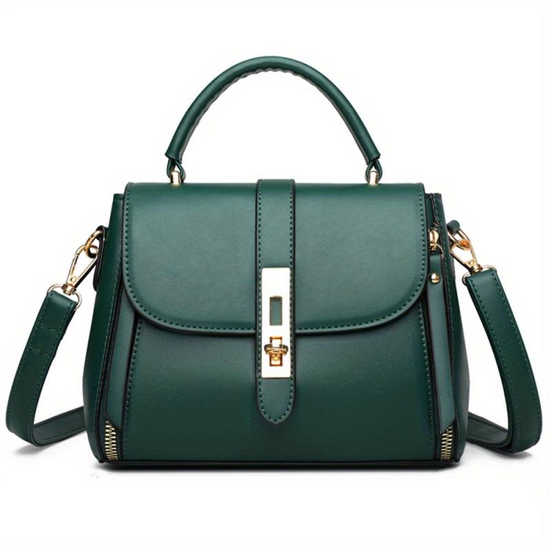 Square Bag Turn Lock Satchel Bag Women's Minimalist Shoulder Bag