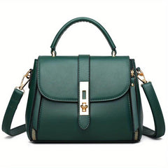 Square Bag Turn Lock Satchel Bag Women's Minimalist Shoulder Bag
