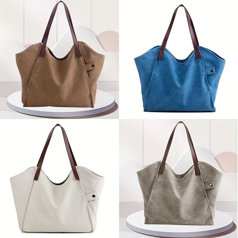 Casual Canvas Tote Bag For Women Large Capacity Shoulder Bag Vintage Hobo Bag