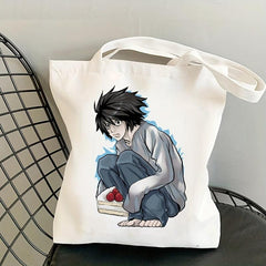 Cartoon Print Canvas Tote Bag Eco Shoulder Reusable Grocery Shopping Bag
