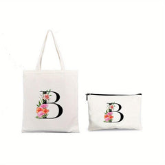 2 Pcs Letter Print Bag Sets Shoulder Bag & Clutch Pouch